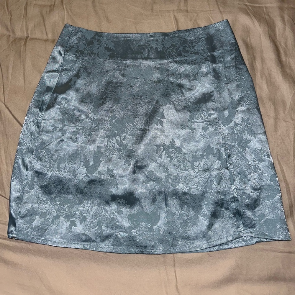 Ice Blue Satin Mini Skirt Princess Polly